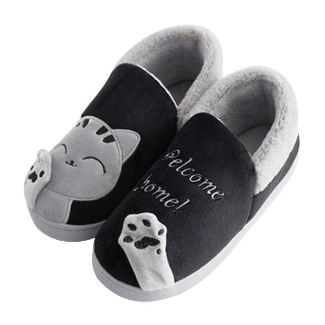 New Couples Cat Women Shoes Non-Slip Soft Warm Man House Slippers Indoor Bedroom Winter Home Slippers Memory Foam Fuzzy Slippers Cute Furry Fleece Slippers With Warm Plush Slip On House Shoes