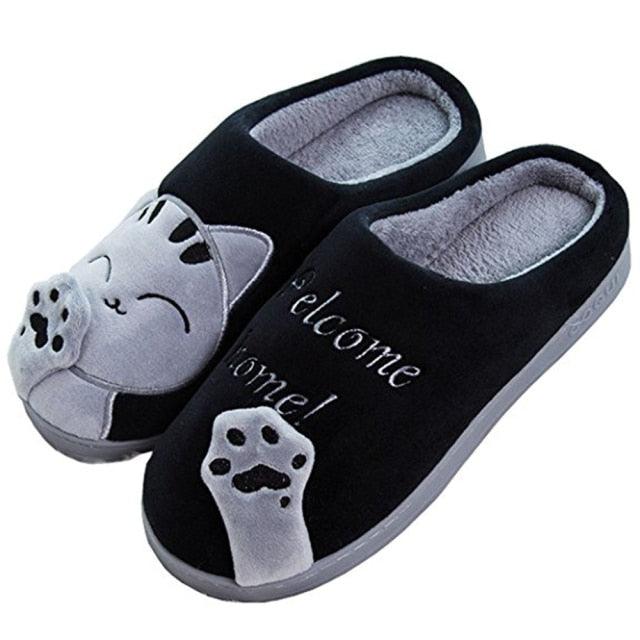 New Couples Cat Women Shoes Non-Slip Soft Warm Man House Slippers Indoor Bedroom Winter Home Slippers Memory Foam Fuzzy Slippers Cute Furry Fleece Slippers With Warm Plush Slip On House Shoes