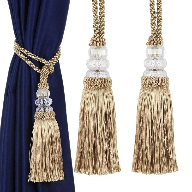 New Crystal Beaded Tassel Curtain Tieback Decorative Curtain Tie Home Decor Cord for Curtains Buckle Rope Room Accessories European Style High-Grade Curtains Tieback Rope Tassel Holdbacks 50cm
