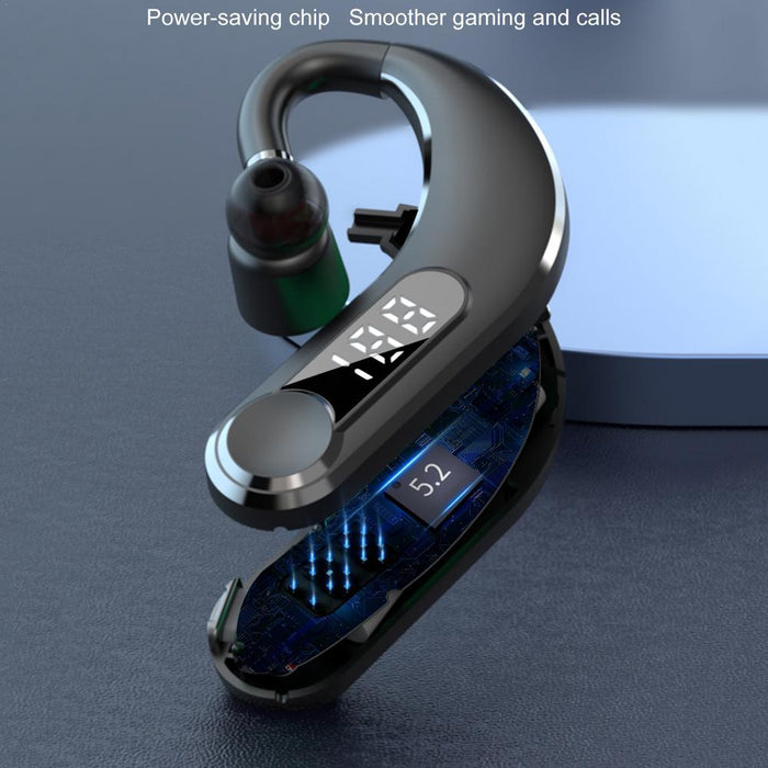 New Digital Display Wireless Single Ear Headset Bluetooth-compatible Earphone 5.2 Long Standby Time LED Power Digital Display Earphone Elegant Design Improved Comfort Long Range Wireless Hands Free Earphone For Drivers Canceling Headphones For Business