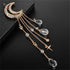 New Fashion Crystal Rhinestone Moon Tassel Hairpin Five-pointed Star Pendant Luxury Jewelry Crystal Side Clip Gorgeous Hair Accessories For Women