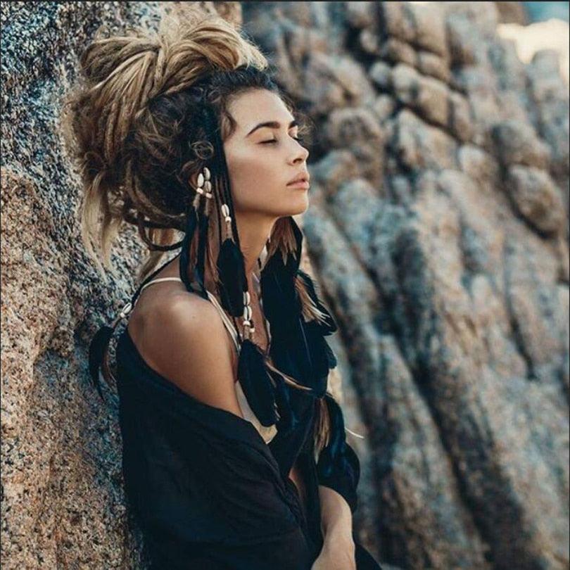 New Fashion Feather Rope Crown Hair Band Boho White Elastic Festival Headband for Women Fashion Female Gorgeous Hair Accessories For Women