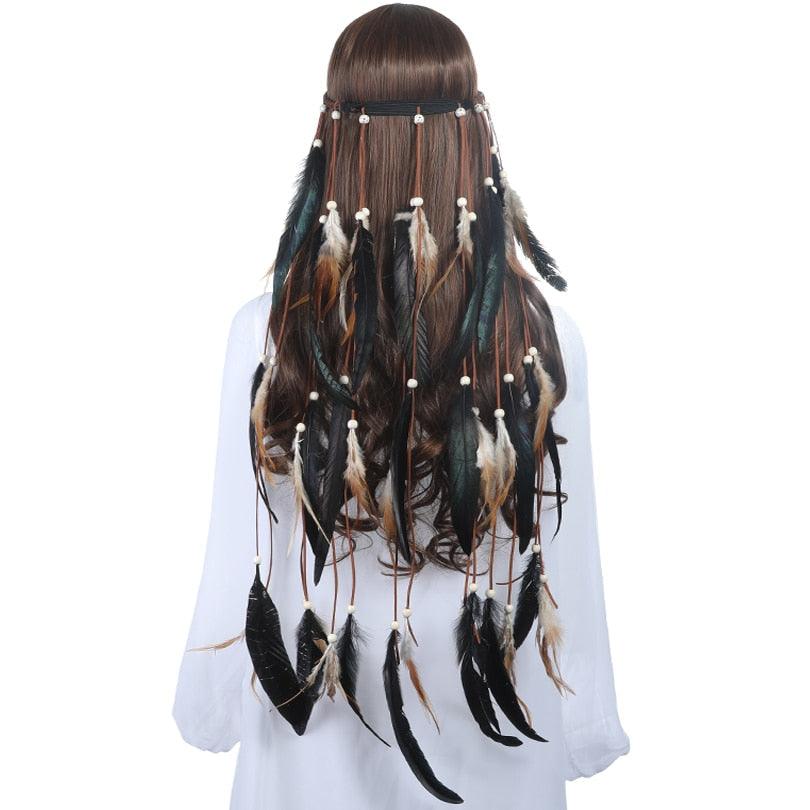 New Fashion Feather Rope Crown Hair Band Boho White Elastic Festival Headband for Women Fashion Female Gorgeous Hair Accessories For Women