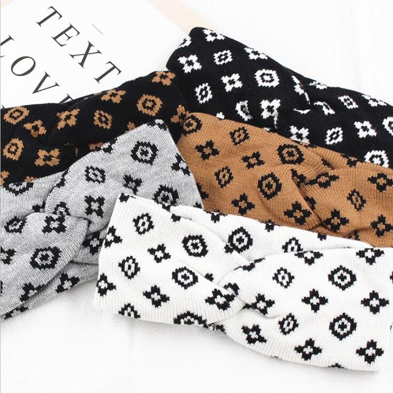 New Fashion Luxury Brand Women Hairband Warm Casual Woolen Knitted Girl Headband Big Bow Knot Turban Autumn Gorgeous Hair Accessories For Women