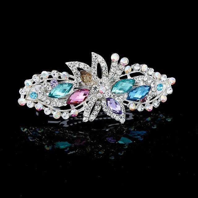 New Fashion Rhinestone Hairpin for Women Banana Clip Bow Girls Hair Clip Elegant Ladies Barrettes Hear Accessories