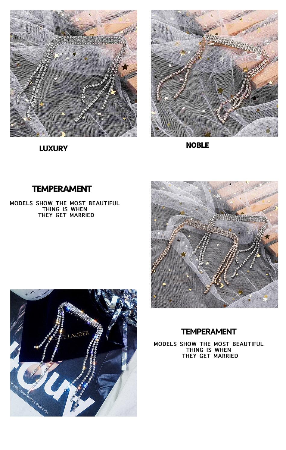 New Fashion Rhinestone Tassel Hair Barrettes For Women Hair Clips Golden Sliver Hairpin Female Hairgrips Wedding Hair Accessories for Brides and Bridesmaids