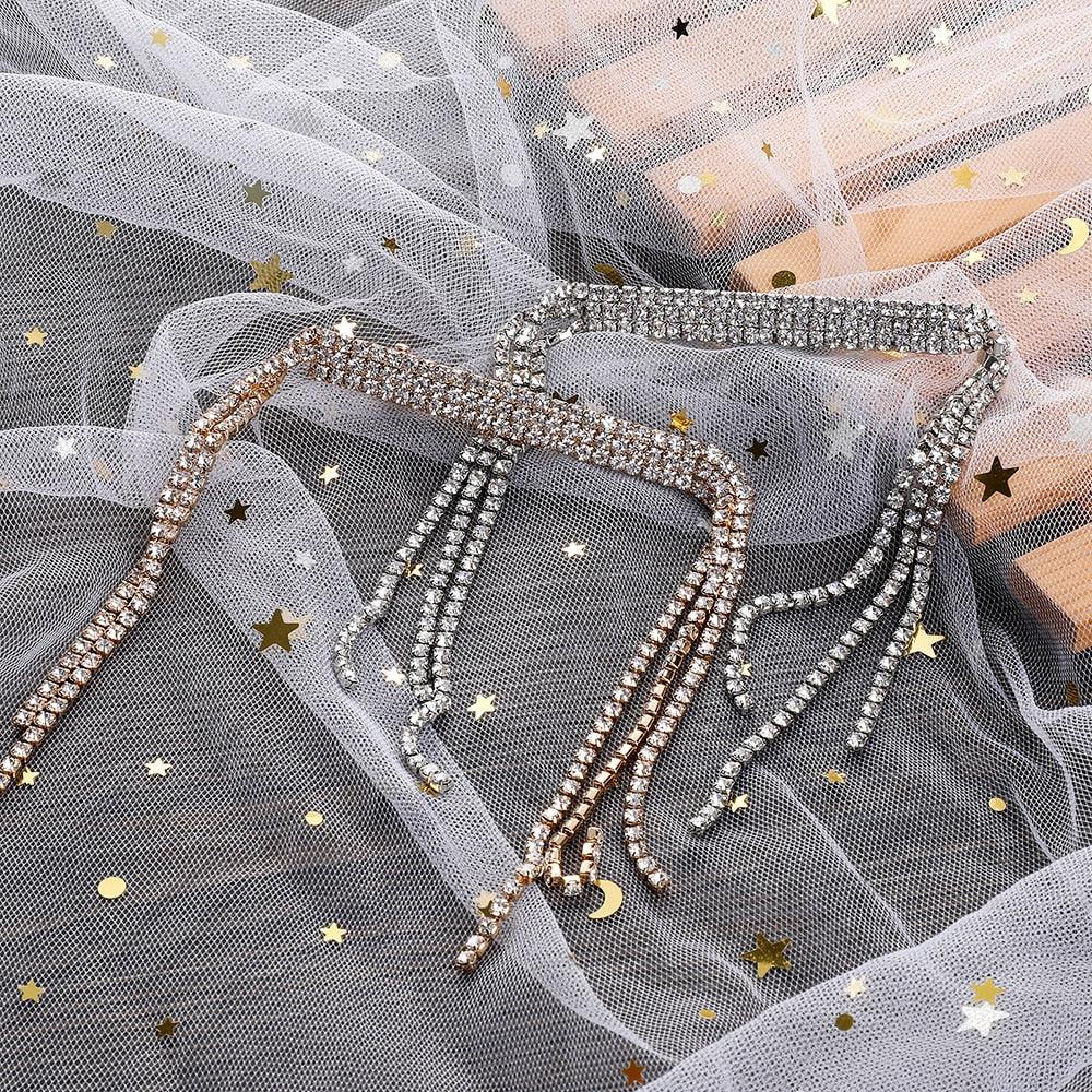 New Fashion Rhinestone Tassel Hair Barrettes For Women Hair Clips Golden Sliver Hairpin Female Hairgrips Wedding Hair Accessories for Brides and Bridesmaids