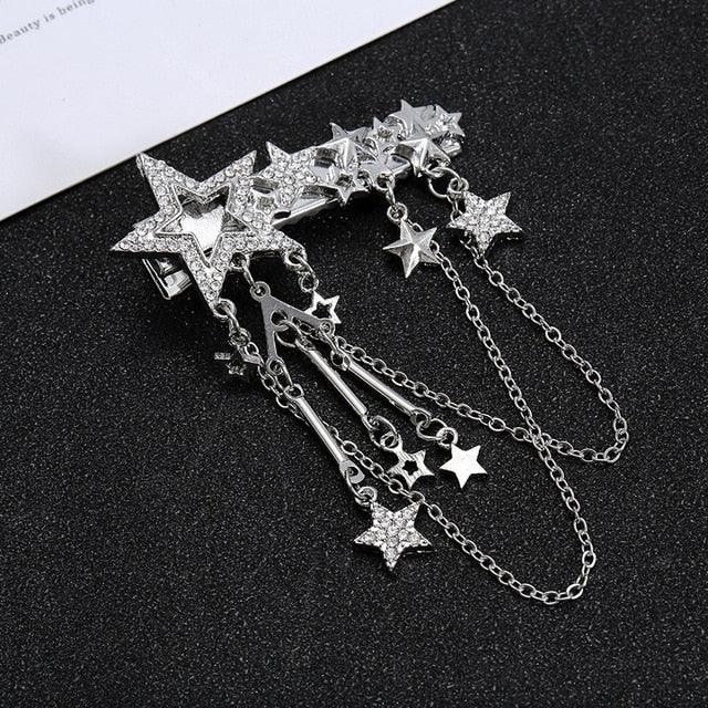 New Fashion Rhinestone Tassel Hair Barrettes For Women Hair Clips Golden Sliver Hairpin Female Hairgrips Wedding Hair Accessories for Brides and Bridesmaids