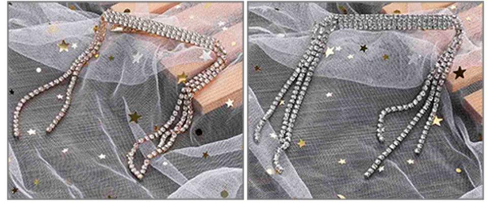 New Fashion Rhinestone Tassel Hair Barrettes For Women Hair Clips Golden Sliver Hairpin Female Hairgrips Wedding Hair Accessories for Brides and Bridesmaids