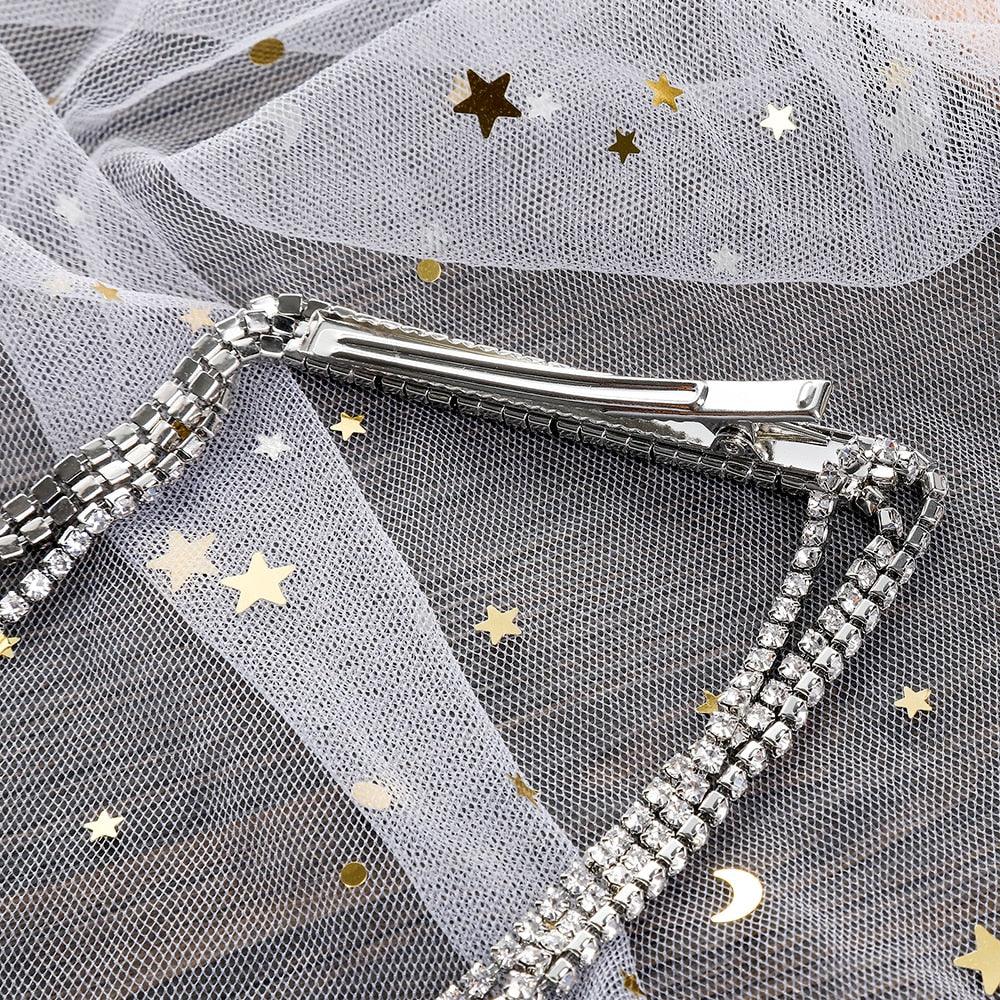 New Fashion Rhinestone Tassel Hair Barrettes For Women Hair Clips Golden Sliver Hairpin Female Hairgrips Wedding Hair Accessories for Brides and Bridesmaids