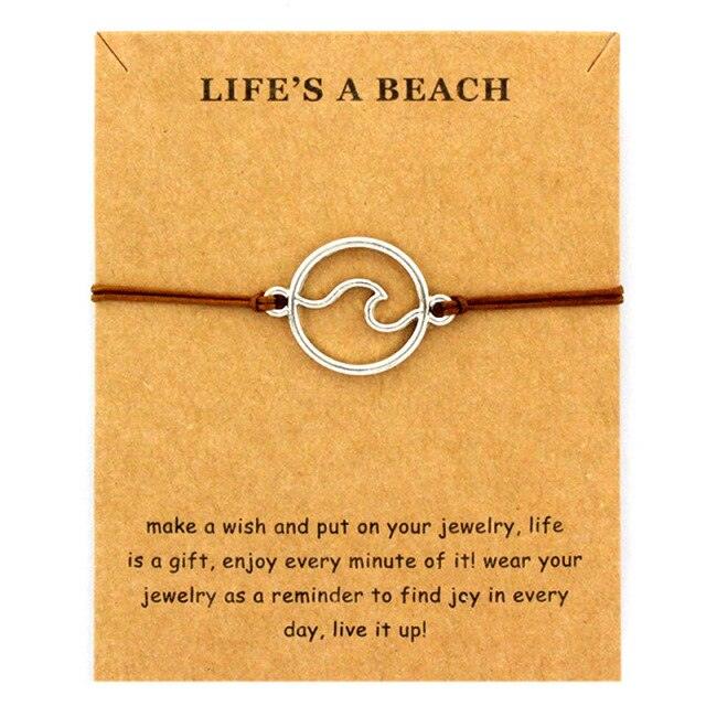 New Fashion Summer Ocean Style Beach Sea Wave Spray Jewelry Make A Wish Silver Gold Wave Charm Women Bracelets String Wave Bracelets For Women Handmade Colorful Waterproof Adjustable Braided Beach Bracelet