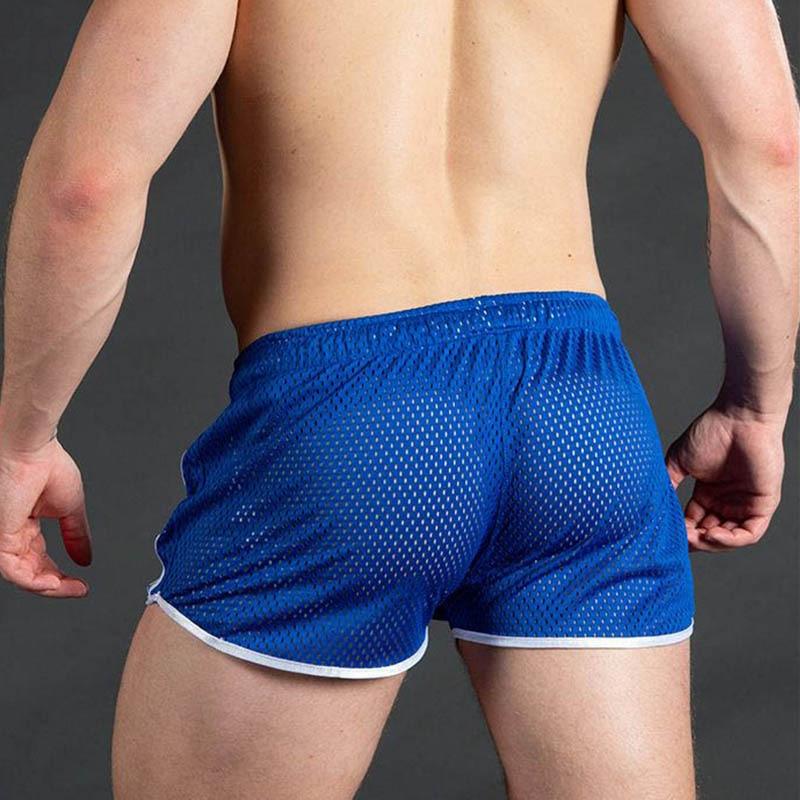 New Gym Men's Sport Running Shorts Quick Dry grid Workout Short Pants GYM Wear Men Soccer Tennis Training Beach Swim Shorts Men's Boxer Shorts Ice Silk Mesh Underwear Breathable Basic Boxer Briefs Underpants Sports Shorts