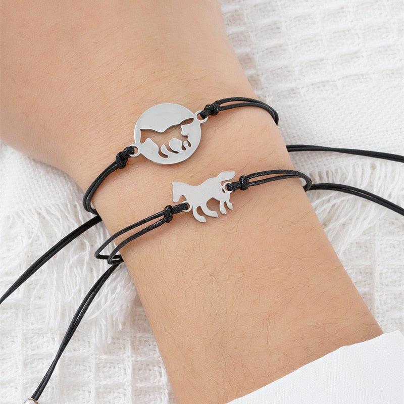 New Horse Sisters Card Bracelets Best Friendship Stainless Steel Matching Horse Bracelets Set Handmade Mommy And Me Heart Matching Wish Bracelets Daughter Gift