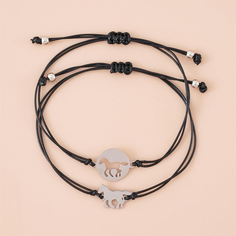 New Horse Sisters Card Bracelets Best Friendship Stainless Steel Matching Horse Bracelets Set Handmade Mommy And Me Heart Matching Wish Bracelets Daughter Gift