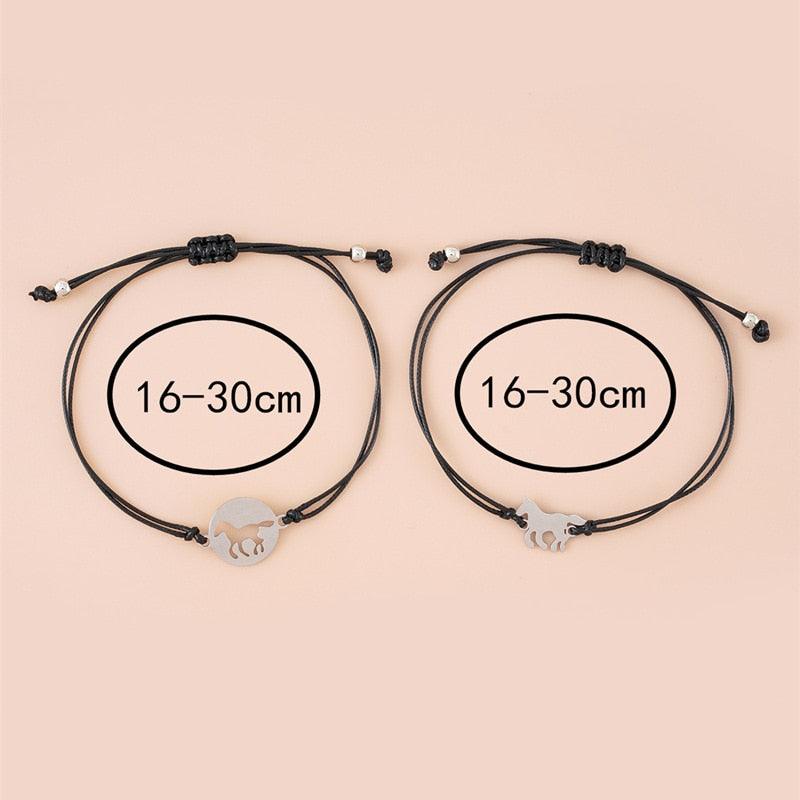 New Horse Sisters Card Bracelets Best Friendship Stainless Steel Matching Horse Bracelets Set Handmade Mommy And Me Heart Matching Wish Bracelets Daughter Gift