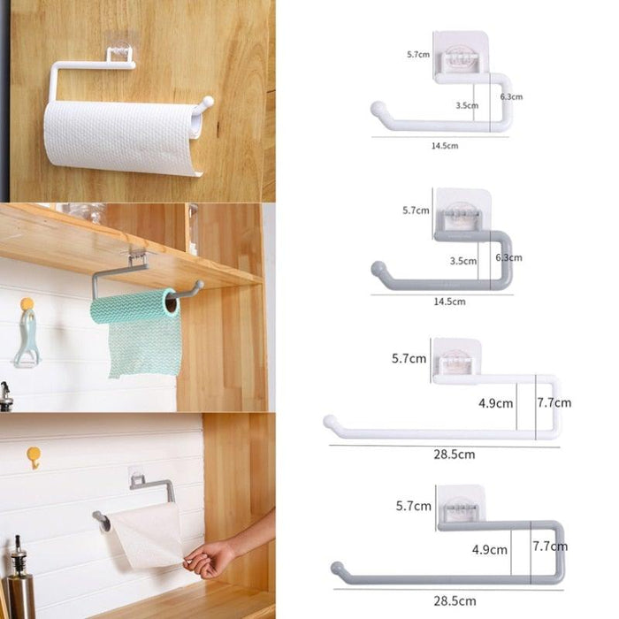 New Kitchen Paper Roll Holder Towel Hanger Rack Bar Cabinet Rag Hanging Holder Shelf Toilet Paper Holders Home Bathroom Hardware Self Adhesive Paper Towel Holder - Under Cabinet Paper Towel Rack For Kitchen
