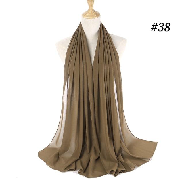 New Long Solid Colorful Soft Chiffon Hijab Elegant Scarf Wrap Lightweight Islamic Head Wear Escharpe Shawls Headband Stole Muslim Hijabs Wrap Headscarf Scarves Colors For Women