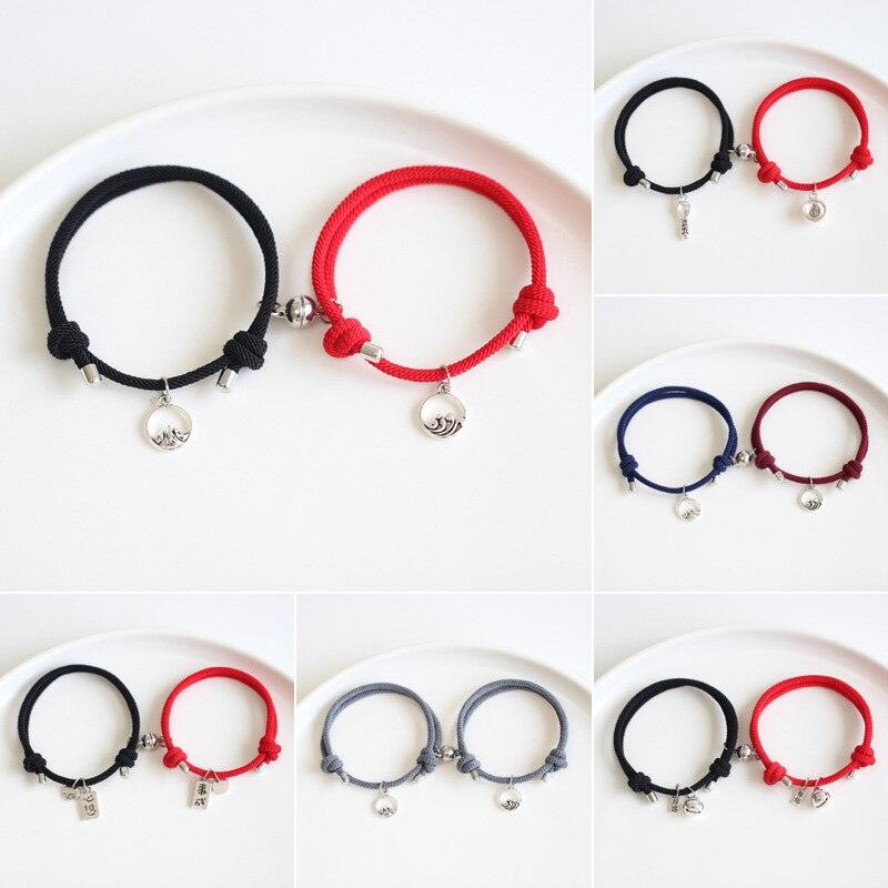 New Magnets Bracelets Attract Each Other Couple Lover Bracelet Pendants Charm Bracelet Mountain And Ocean Matching Magnetic Bracelets For Women Men And Best Friends Relationship Bracelets
