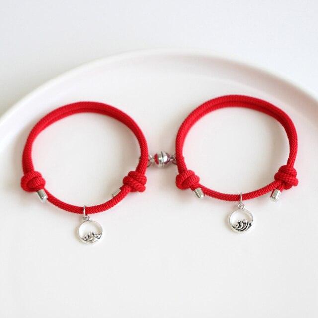 New Magnets Bracelets Attract Each Other Couple Lover Bracelet Pendants Charm Bracelet Mountain And Ocean Matching Magnetic Bracelets For Women Men And Best Friends Relationship Bracelets