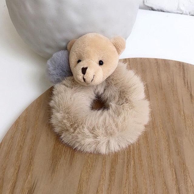 New Mink Fur Hair Rope Scrunchie Women Accessory Flurry Headband Hair Ties Elastic Fashion Hair Ring Women's Wristband Scrunchie Hairband Pom Pom Hair Tie Ring