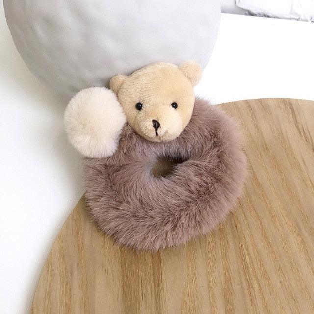 New Mink Fur Hair Rope Scrunchie Women Accessory Flurry Headband Hair Ties Elastic Fashion Hair Ring Women's Wristband Scrunchie Hairband Pom Pom Hair Tie Ring