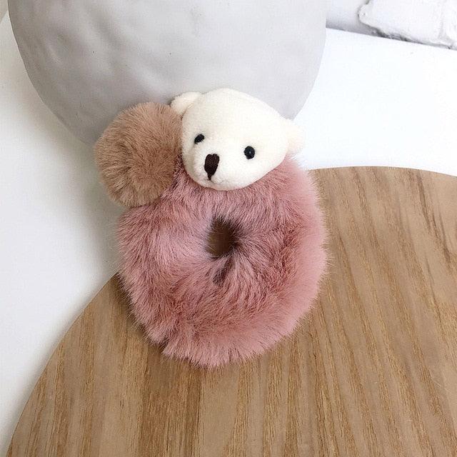 New Mink Fur Hair Rope Scrunchie Women Accessory Flurry Headband Hair Ties Elastic Fashion Hair Ring Women's Wristband Scrunchie Hairband Pom Pom Hair Tie Ring