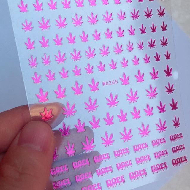 New Mixed Acrylic Stickers Manicure Decoration Weed Leaf Designs Nail Accessories Nail Art Decals Water Transfer Nail Decals Sticker For Pretty Girl Self-Adhesive Nail Decals Designer Nail Stickers for Acrylic