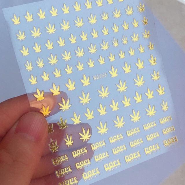 New Mixed Acrylic Stickers Manicure Decoration Weed Leaf Designs Nail Accessories Nail Art Decals Water Transfer Nail Decals Sticker For Pretty Girl Self-Adhesive Nail Decals Designer Nail Stickers for Acrylic