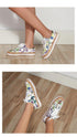 New Popular Womens Shoes Colorful Beautiful Flower Printing Shoes Lace-up Flat Women's Casual Womens Sneakers High-Quality Women's White Sports Casual Couple Shoes Summer Trainers Walking Sneakers