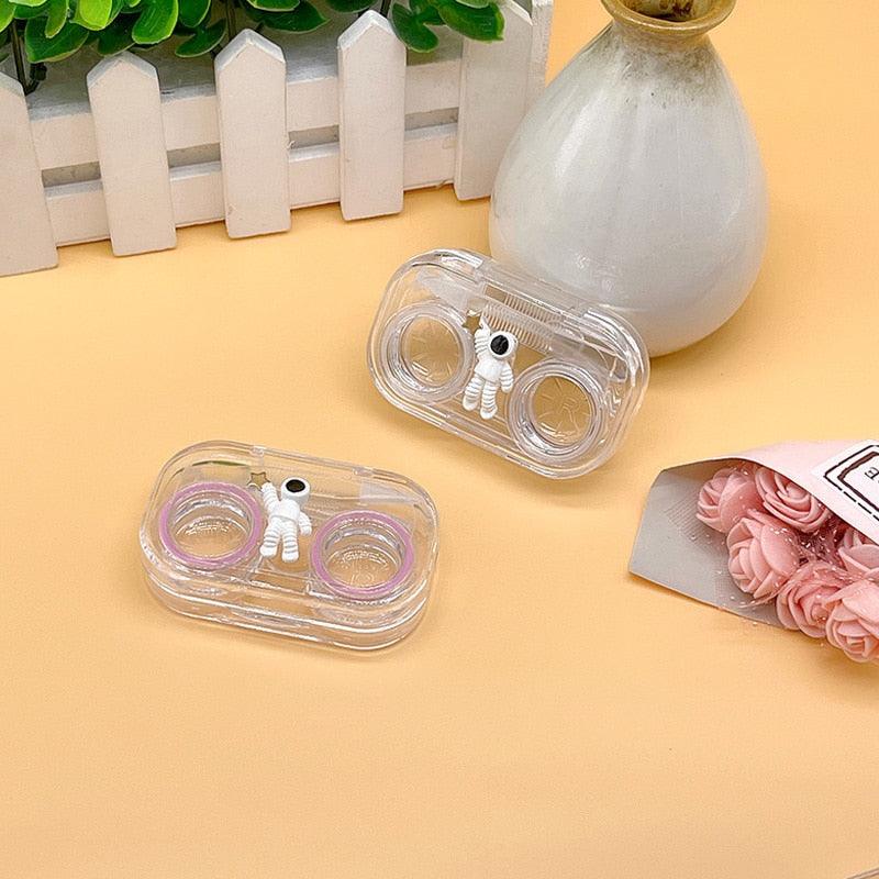 Transparent Suction Stick Container Set Portable Contact Lens Box For Women Travel Contact Lenses Case Contact Box Holder Container Outdoor Mini Contact Lens Storage