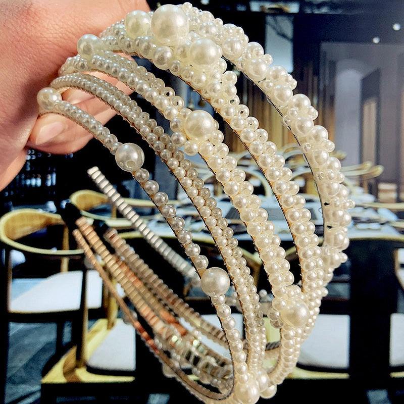 Simulation Pearl Hairbands Women Hair Accessories Korean Handmade Bow Flower Hoops Headband Wedding Ornaments Gorgeous Hair Accessories For Women