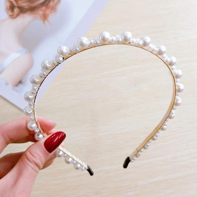 Simulation Pearl Hairbands Women Hair Accessories Korean Handmade Bow Flower Hoops Headband Wedding Ornaments Gorgeous Hair Accessories For Women