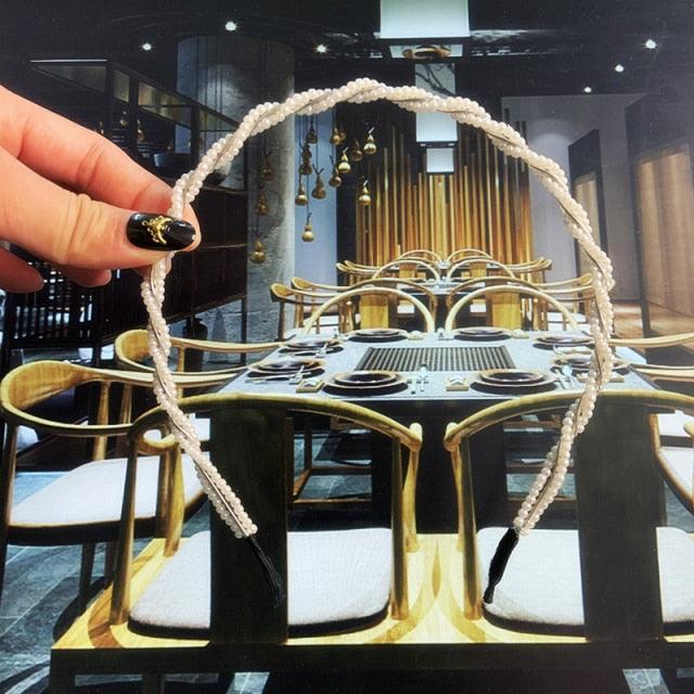 Simulation Pearl Hairbands Women Hair Accessories Korean Handmade Bow Flower Hoops Headband Wedding Ornaments Gorgeous Hair Accessories For Women