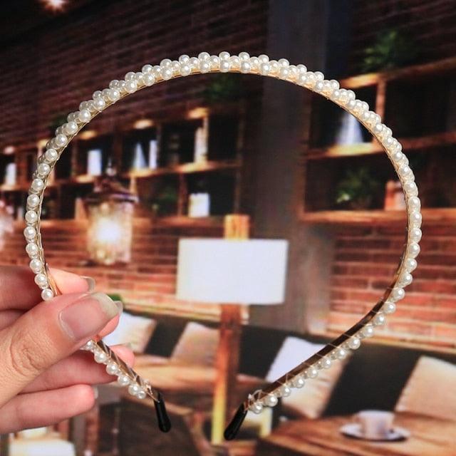 Simulation Pearl Hairbands Women Hair Accessories Korean Handmade Bow Flower Hoops Headband Wedding Ornaments Gorgeous Hair Accessories For Women