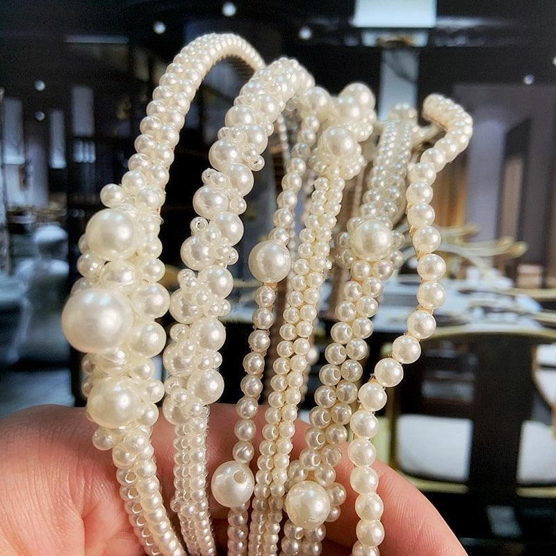 Simulation Pearl Hairbands Women Hair Accessories Korean Handmade Bow Flower Hoops Headband Wedding Ornaments Gorgeous Hair Accessories For Women