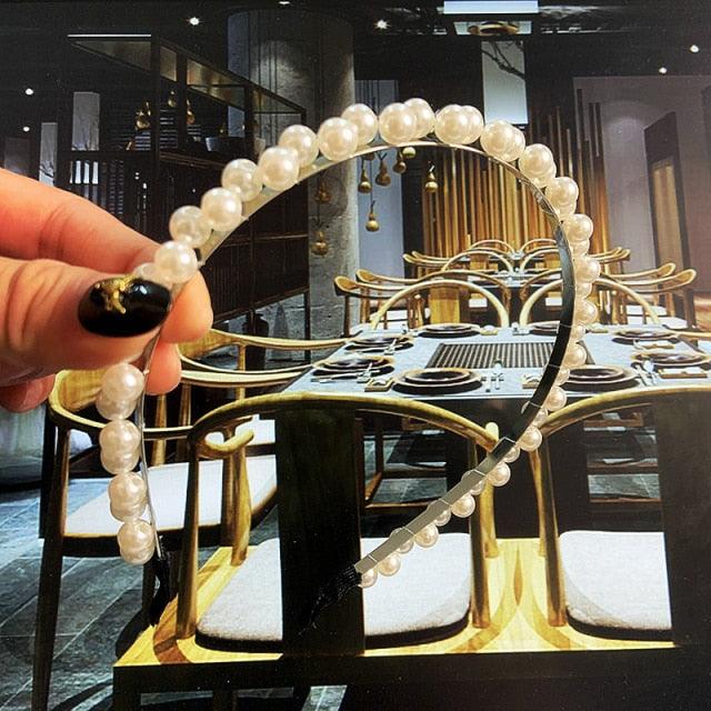 Simulation Pearl Hairbands Women Hair Accessories Korean Handmade Bow Flower Hoops Headband Wedding Ornaments Gorgeous Hair Accessories For Women