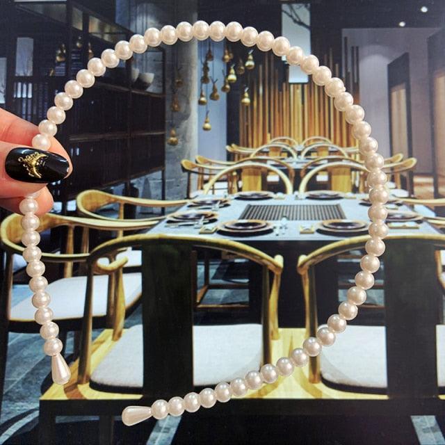 Simulation Pearl Hairbands Women Hair Accessories Korean Handmade Bow Flower Hoops Headband Wedding Ornaments Gorgeous Hair Accessories For Women