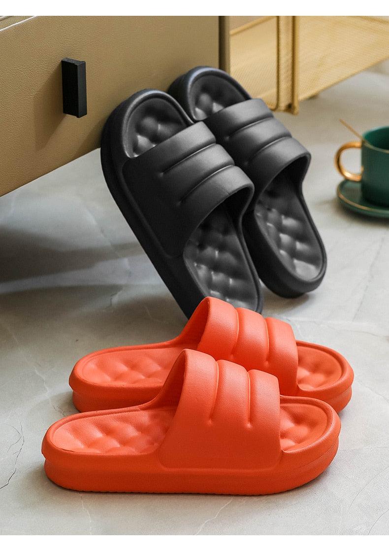 New Thicker EVA Sofa Slides Sole Soft Indoor Slippers Men Women Anti-Slip Sandals Summer Bathroom Platform Shoes Open Toe Soft Slippers Thick Lightweight Non-Slip Shower Bath Cloud Slides Pool Gym House Sandals