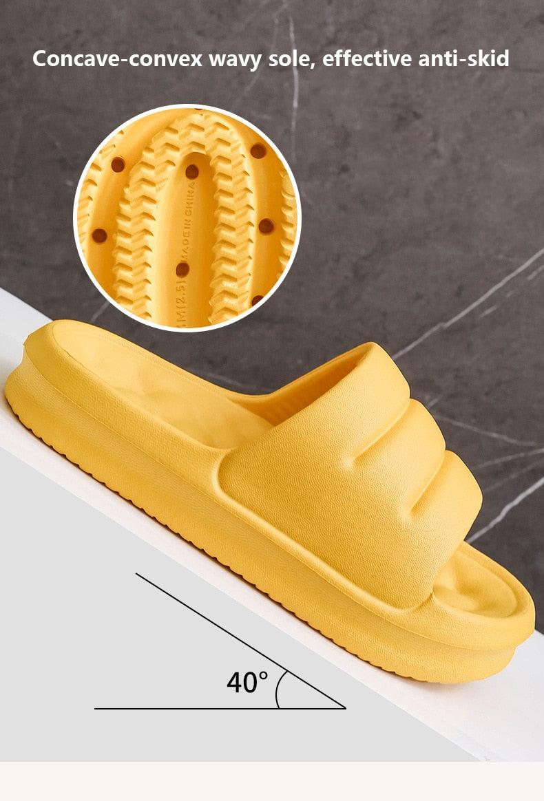 New Thicker EVA Sofa Slides Sole Soft Indoor Slippers Men Women Anti-Slip Sandals Summer Bathroom Platform Shoes Open Toe Soft Slippers Thick Lightweight Non-Slip Shower Bath Cloud Slides Pool Gym House Sandals