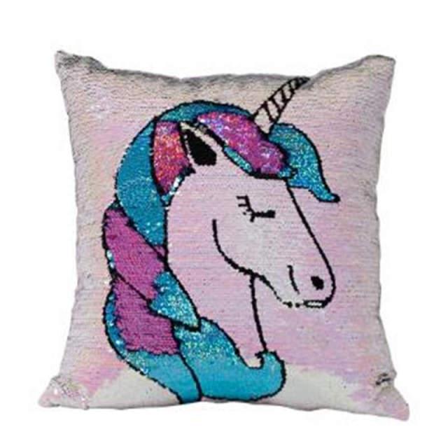New Unicorn Sequin Pillow Cover Mermaid Magic Sequin Cushion Cover Decorative Pillow Case For Hoom Room Party Decor Unicorn Gifts Mermaid Throw Pillow Cover Decorative Pillowcase Unicorn Room Decor for Girls 40X40cm