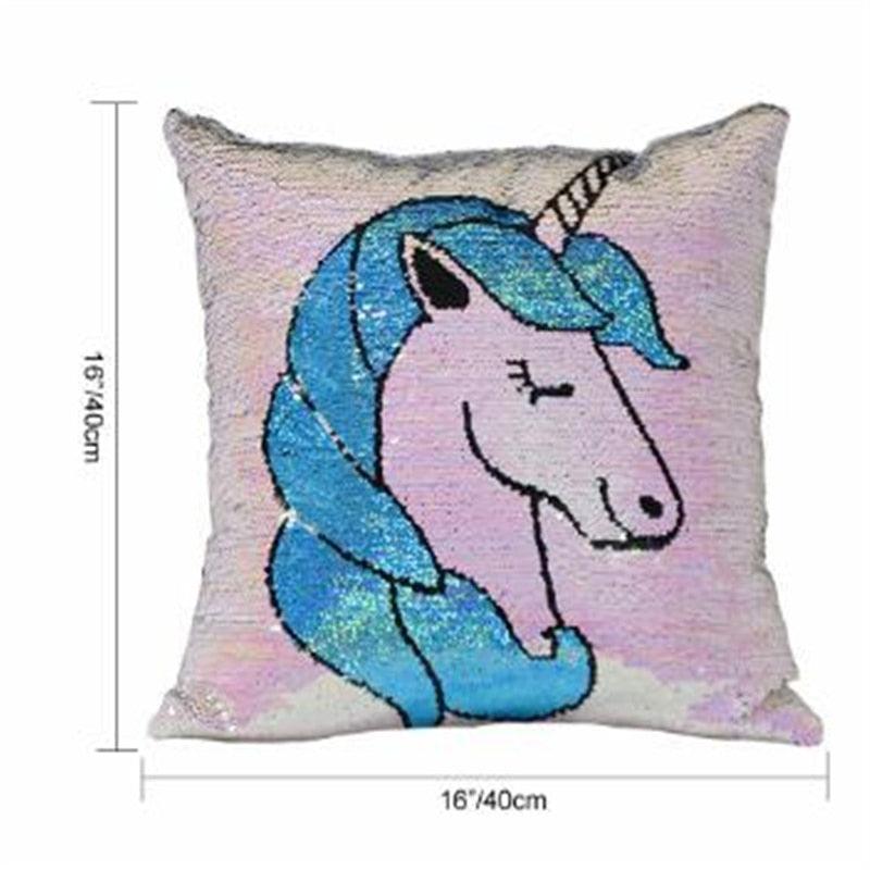 New Unicorn Sequin Pillow Cover Mermaid Magic Sequin Cushion Cover Decorative Pillow Case For Hoom Room Party Decor Unicorn Gifts Mermaid Throw Pillow Cover Decorative Pillowcase Unicorn Room Decor for Girls 40X40cm
