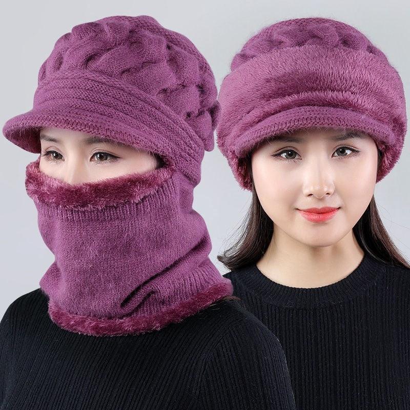 New Winter Balaclava Beanies Mother Hat Women Warm Thick Skellies Riding Outdoor Hats Gorgas Stripes Beanie Cap Mask Scarf Hat Set Outdoor Sport Warm Beanies Hat For Men Knitted Hats Bandana Hiking Camping Kid Neck Warmer Cap