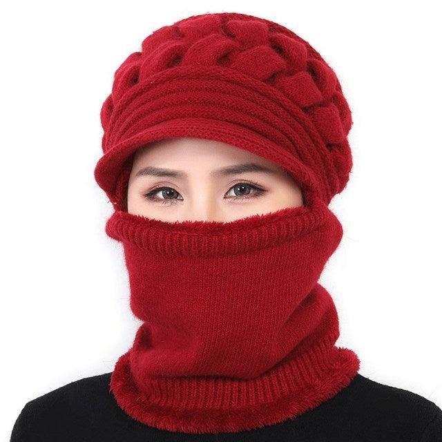 New Winter Balaclava Beanies Mother Hat Women Warm Thick Skellies Riding Outdoor Hats Gorgas Stripes Beanie Cap Mask Scarf Hat Set Outdoor Sport Warm Beanies Hat For Men Knitted Hats Bandana Hiking Camping Kid Neck Warmer Cap