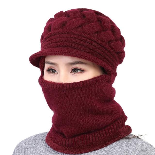New Winter Balaclava Beanies Mother Hat Women Warm Thick Skellies Riding Outdoor Hats Gorgas Stripes Beanie Cap Mask Scarf Hat Set Outdoor Sport Warm Beanies Hat For Men Knitted Hats Bandana Hiking Camping Kid Neck Warmer Cap