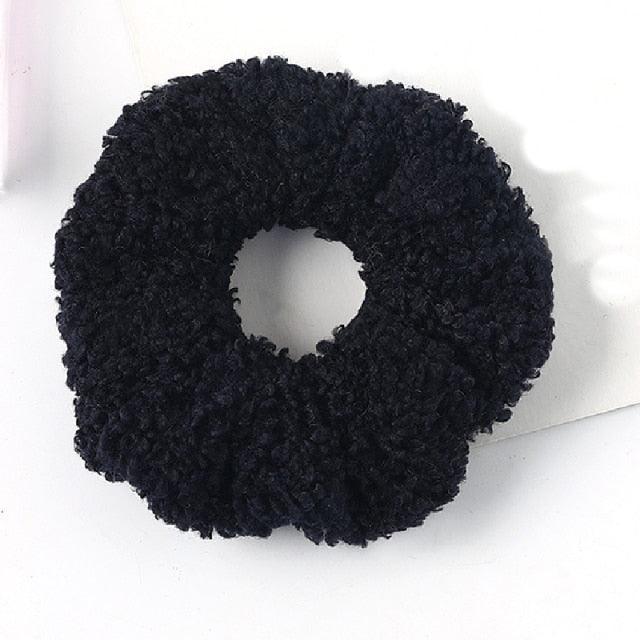 New Women Cute Teddy Velvet Scrunchies Elastic Hair Band Faux Fur Hair Rope Girl's Hair Tie Accessories Ponytail Holder Accessories for Women And Girls