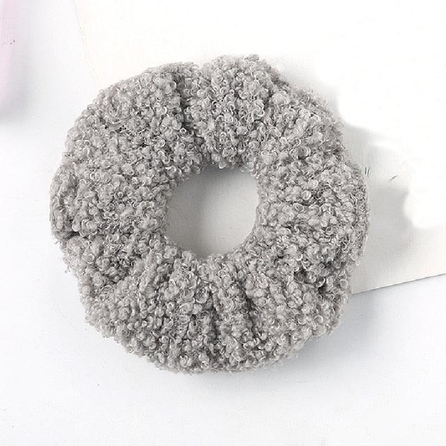 New Women Cute Teddy Velvet Scrunchies Elastic Hair Band Faux Fur Hair Rope Girl's Hair Tie Accessories Ponytail Holder Accessories for Women And Girls
