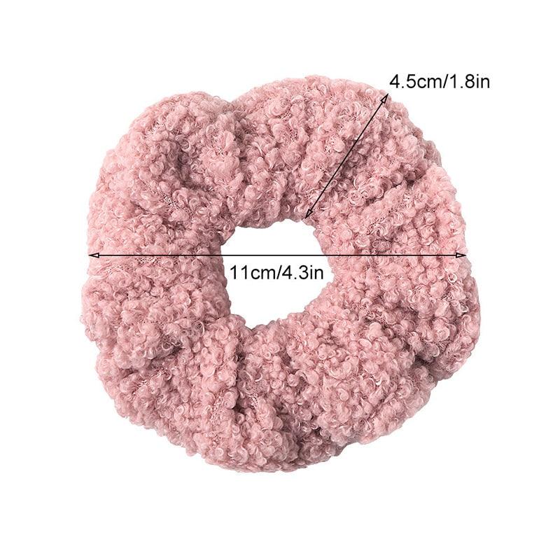 New Women Cute Teddy Velvet Scrunchies Elastic Hair Band Faux Fur Hair Rope Girl's Hair Tie Accessories Ponytail Holder Accessories for Women And Girls