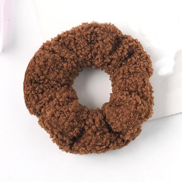 New Women Cute Teddy Velvet Scrunchies Elastic Hair Band Faux Fur Hair Rope Girl's Hair Tie Accessories Ponytail Holder Accessories for Women And Girls