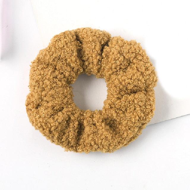 New Women Cute Teddy Velvet Scrunchies Elastic Hair Band Faux Fur Hair Rope Girl's Hair Tie Accessories Ponytail Holder Accessories for Women And Girls