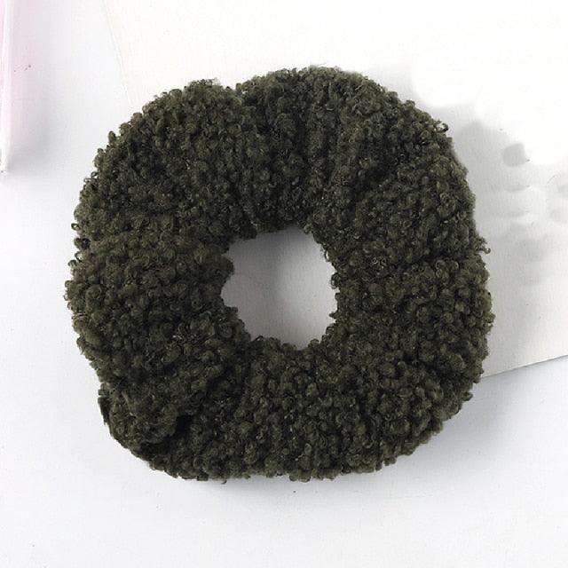New Women Cute Teddy Velvet Scrunchies Elastic Hair Band Faux Fur Hair Rope Girl's Hair Tie Accessories Ponytail Holder Accessories for Women And Girls